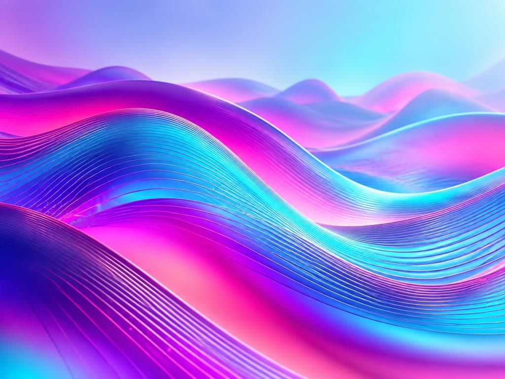 Iridescent generative AI artwork in cyan and magenta