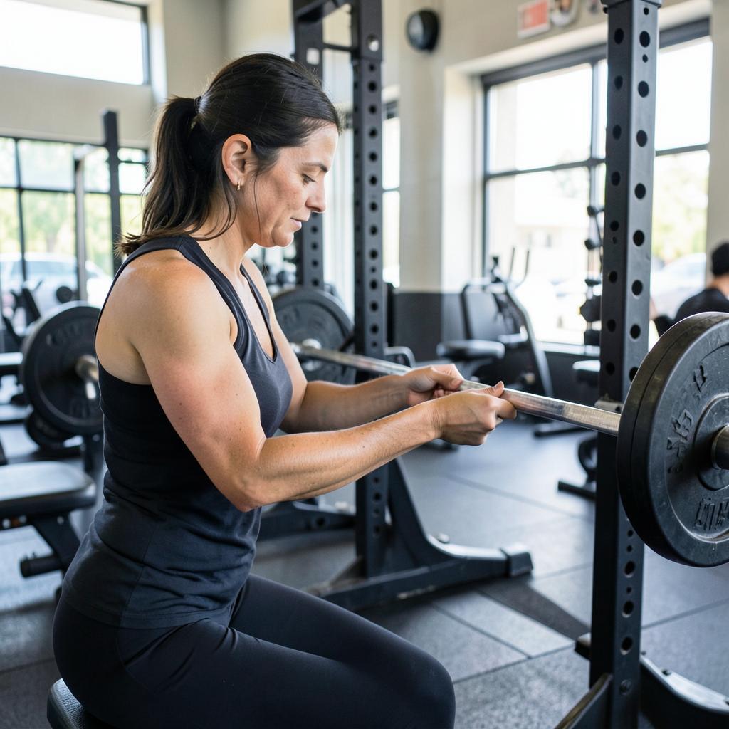 Loading the bar at the squat rack